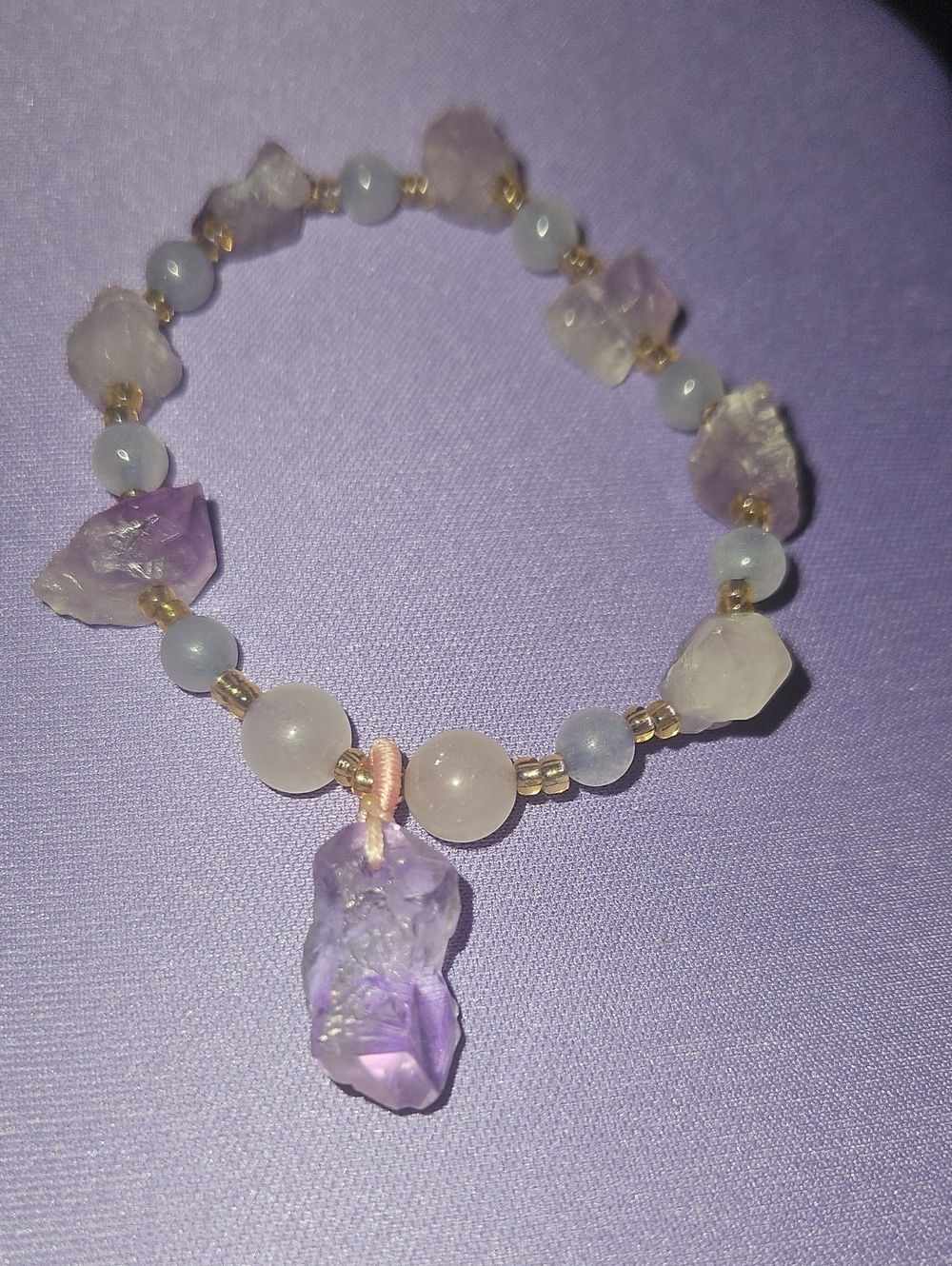 Amethyst Stone Pendant Bracelet